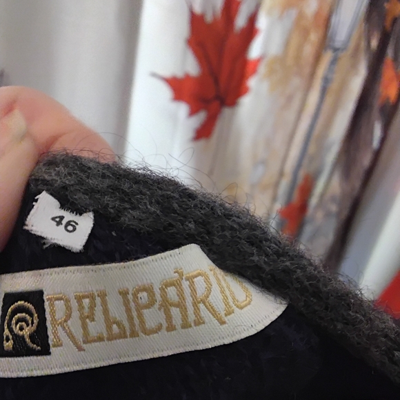 Relicario Vintage Italian Mohair womens size 14 Large Navy Cardigan sweater - Picture 5 of 6